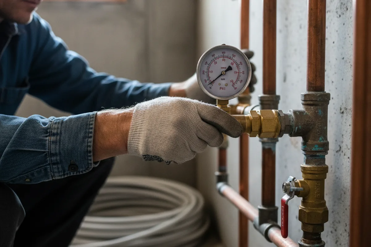 Pressure testing a repaired line during Water Line Repair in Emmett